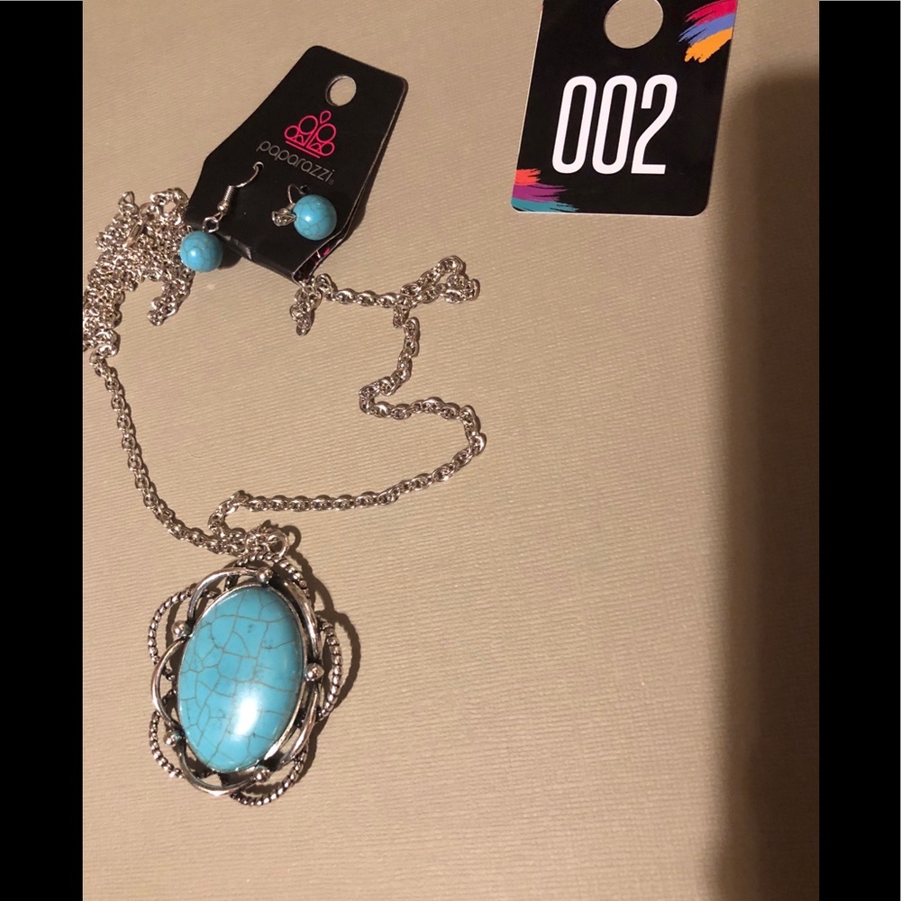 Turquoise Blue Pendant on long chain